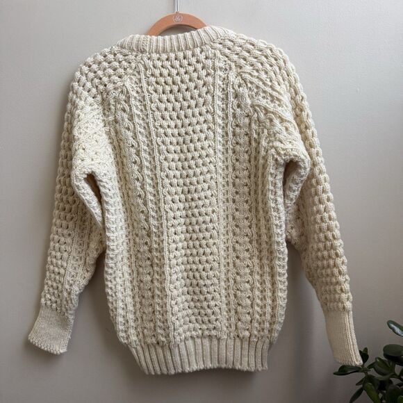 VTG Glen Columb Kille Irish Wool Sweater Fisherman Cable Chunky Knit One Size - Picture 2 of 4